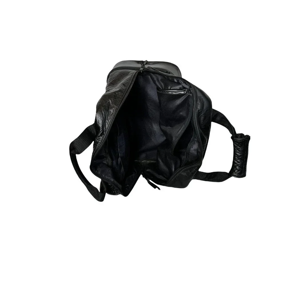 Belding Sports Vintage 1970's Custom Grain Black Leather Golf Gym Tote Bag